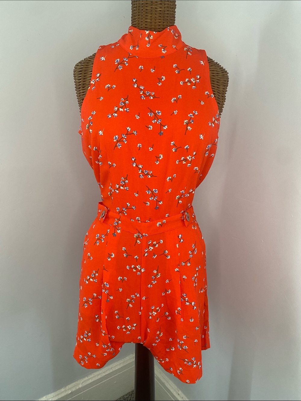 Tommy Hilfiger Red/Orange Floral Halter Mini Romper